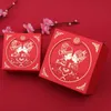 Chinois asiatique style rouge double bonheur faveurs de mariage et cadeaux boîte paquet mariée marié fête de mariage boîte de bonbons 50pcs 210517