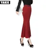 Плюс размер XS XXXL юбки женские длинные юбки труба русалка высокая талия лодыжки длина винтажных сексуальных юбок красный черный корпус юбка 210519