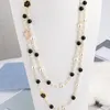 Chaînes longues collier de perles de camélia pour femmes fleur double couche Collane Lunghe Donna Maxi fête bijoux cadeau