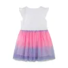 Jumping Meters Verkauf Sommer Einhorn Prinzessin Ärmel fliegende süße Mädchen Kleider Mode Kleinkind Kleidung Kleid 210529