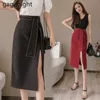 Women High Split Long Skirt Waist Office Lady Formal Sexy Solid Skirts Chic All Match Spring Summer Faldas 210601