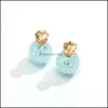 Stud Earrings sieraden S1869 Europa Fashion Cute Glass Ball dubbelzijdige Rhinstone Drop Delivery 2021 7WC2R
