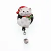 Mode sleutelringen sieraden in stock zinklegering Kerstcadeaus / decoratie Leuke kat ID-kaarthouder en intrekbare badge reel