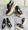 Real leather square slope thick Stella Britt Shoe Elyse Brushed Star Shoes Platform Derbys Wedge Lace-up Fashion boots 33-41