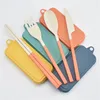 Wheat Straw Folding Cutlery Set Collapsible Portable Reusable Knife Fork Spoon Chopsticks Kits for Student Camping