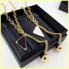 Mens Necklace Women Luxury Designer Necklaces Triangle Pendant P Necklace Jewelry Fashion Gold Necklaces Chain Link Wedding Party 21090702R