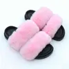 Fashion Fur Slippers For Women Fluffy Rabbit Fur Slides Flat Outdoor Rainbow Sandals Luxury Flip Flops Ladies Cute Furry Shoes H1122