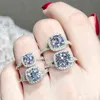 宝石のバレエ925スターリングシルバーハローエンゲージリング1.5ct 2 CT 3ct Dカラーダイヤモンドの女性ファインジュエリー211217