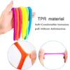 TPR Stress Relief Toy Stretchy String Fidget Funny Pull Vent Rubber Sensory Toys Noodles Anti Soft Glue Elastic Rope Neon Autism Noodle Gift for Kids Children