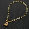 Pendant Necklaces Stainless Steel Paper Clip Chain Toggle Handbag Padlock Choker Necklace For Women OT Buckle Lock Jewelry