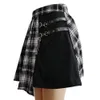 YBYR Harajuku Jupe plissée gothique irrégulière a-ligne taille haute jupes à carreaux punk sexy clubwear lâche mini jupe XS-4XL 210412