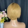 Brasilianska rakt hår Pixie Cut Lace Wig Remy Side T Part Korta Bob Human Hair Wigs för svarta kvinnor 150% densitet