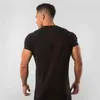 Moda Mężczyzna Krótki Rękaw Bawełniany T-shirt Summer Casual Siłownia Odzież Fitness Mens Bodybuilding T Shirt Male Slim Fit Tees Topy 210421