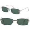 Grossistförsäljning av modestil Rimless Solglasögon Square T8200816A Delicate Unisex Metal Sun Glasses Rektangel Driving C Decoration UV400 Blue Lens