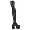 여성 플랫폼 검은 두꺼운 뒤꿈치 부츠, 다양한 높이, 발목까지, 파티 행사, 고품질, 크기 34-432022