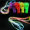 FreeShip 50pcs LED Light Up 6*3.2cm Whistle Flashing Glow Sport Whistle with Strap Lanyard Necklace For Party Concert Disco Wedding 4671 Q2