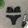 Svart bikini set bandeau baddräkt kvinnlig push up bikinis 2021 mujer badkläder kvinnor baddräkt biquini brasileiro xl kvinnor