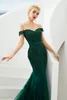 Elegant Dark green Mermaid Prom Dresses Off Shoulder Lace robe de bal longue Train Sexy