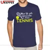 Magliette nere da uomo I Love Play Tennis su misura O-collo in morbido cotone a maniche corte 210629