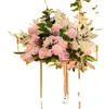 2021 personnalisé soie rose fleurs artificielles boule centres tête arrangement décor route plomb pour mariage toile de fond table fleur boule