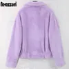 Nerazzurri Spring Purple Blue Korte Light Soft Faux Bontjas Dames Lange Mouw Zakken Fall Korean Fashion Furry Jacket 211007