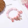 Sweet Ocean Resort Style Dolphin Shell Charm Armband Fashion Pink Crystal String Armbanden