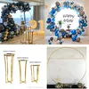 パーティーの装飾4ピースの高級結婚式の背景テーブルデザートの装飾ラージサークル背景光沢のあるアーチケーキスタンドフラワー刻みのバルーンラック
