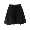 女性のためのカジュアルな白いパッチワークちょう結びスカートのための高い腰韓国の緩い非対称スカート女性夏のファッションスタイル210531