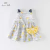 DBM13818 Dave Bella Summer Baby Girl's Fashion Bow Print Sukienka z małą torbą Party Dress Kids Infant Lolita 2 sztuk Odzież q0716