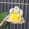 Bebek Kız İspanyol Lolita Prenses Balo Toddler Vintage Sarı Baskılı Elbise Kızlar Doğum Günü Paskalya Partisi Vestidos 210615