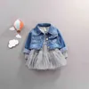 Herfst baby babymeisjes kleren sets prinses denim jas jurk 2pcs outfit pakken voor kleding set 2108045263328