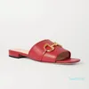 Top Luxury Deva Skórzane Skórzane Slajdy Sandal HorseBit Gold-Stonowane Outdoor Lady Beach Sandals Casual Pantofle Panie Comfort Walk Buty