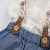 Baby Boy Clothing sets Summer Gentleman Birthday Suits Newborn Party Dress Soft Cotton Solid Rmper + Belt Pants Infant Toddler Set