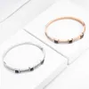 Moda acciaio inossidabile 316 oro rosa zirconi primavera braccialetti nichel gioielli gratuiti per regalo femminile Q0717
