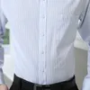 Chemise surdimensionnée en pur coton pour hommes Chemises à manches longues rayées solides formelles pour hommes 8Xl Blanc Col carré vêtements confortables 210708