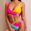 Sexig kvinna hög midja bikini baddräkt sommar mode kvinnlig strand set brasiliansk stretchy baddräkt 210515