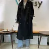 Women's Spring Autumn Trench Coat British Style Retro Lapel Tie Waist Casual Long-sleeved Female LL716 210506