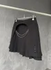 弾性黒プリーツのショートドレス女性のハイウエストAラインセクシーなミニスカートチェーンモールゴス春と夏のGX947 210421