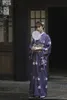 Vrouwen bloem print kimono japanse elegante gewaad paarse japan stijl jurk traditionele kleding sakurale v nek oosterse jurk Aziatische etnische kleding
