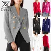 Grefling Women Suit Blazer Vintage Plaid Blazers Jackor Plus Storlek Svart Vit Röd Casual s Långärmad 210513