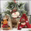 Dekorationer Festliga Party Supplies Hem GARDENKRISTMAS DSSTRING BAG Cartoon Santa Claus Snowman Elk Linen Stor godis Presentväskor Jul