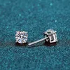 BOEYCJR S925 classique 4 broches 05/1/15ct F couleur Moissanite VVS bijoux fins diamant boucle d'oreille avec certificat pour les femmes