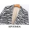 KPYTOMOA KVINNOR 2021 Fashion Single Button Animal Print Blazer Coat Vintage Långärmad Fickor Kvinnlig Ytterkläder Chic Veste Femme X0721