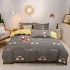 Duvet Cover Thickened Cotton Sanded Four-piece Simple Bedding Small Fresh Bed Quilt Cover
