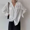 Fashion Office Long Sleeve Women Blouse Autumn Loose Pockets Cotton Shirts solid Thin V Neck Blusa Tops 2002B 210420