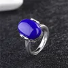 Kvinnor solitaire naturlig röd jade ring ajusterbar retro blå lapis lazuli grön agat ädelsten ringar inställning hög kvalitet