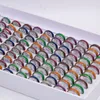 Bulk lots 50pcs Mixed Mens Band Rings Womens Colorful Cat Eye Stainless Steel Rings Width 7mm Sizes Assorted Wholesale Fashion Jewelry