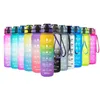 1L Plastic Sports Outdoor Fles met tijdschaal Herinneringsgradiënt 1000 ml Water Gym Jug Cup Drinken Kleurrijk