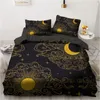 Yatak Takımları 3D Sadece Altın Tasarım Baskılı Siyah Nevresim / Yorgan Kapak Seti Lüks Yatak Küpe Yastık Kılıfı Kral Kraliçe Yorgan