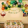 44pcs / Set Jungle Safari Thème Fête Anniversaire Décoration Garçon Enfants Animal Bannière Gâteau Topper Nappe Jungle Anniversaire Fournitures 210408